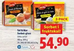 Lidl Sol & Mar Sorbet-glass erbjuda