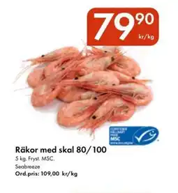 Snabbgross Räkor med skal 80/100 erbjuda