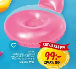 INTEX Uppblåsbar fåtölj med ryggstöd