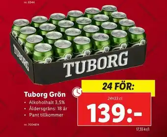 Lidl Tuborg Grön erbjuda