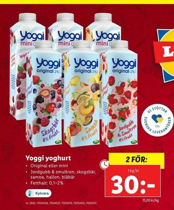 Lidl Yoggi yoghurt erbjuda