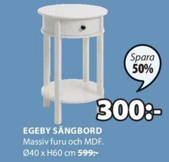 JYSK Egeby Sängbord Ø40 x H60 cm erbjuda