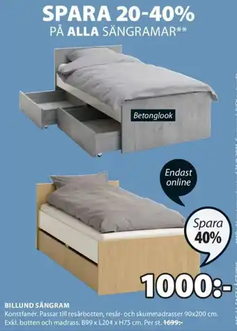 JYSK Billund Sängram B99 x L204 x H75 cm erbjuda