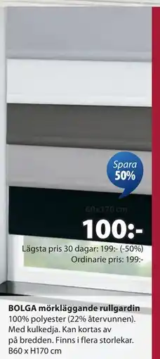 JYSK BOLGA mörkläggande rullgardin erbjuda
