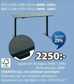 JYSK SVANEKE höj- och sänkbart skrivbord erbjuda
