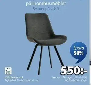 JYSK HYGUM matstol erbjuda