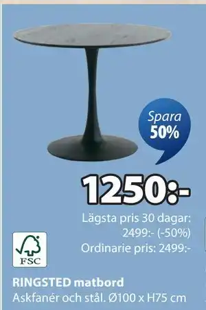 JYSK RINGSTED matbord erbjuda