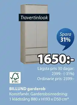 JYSK BILLUND garderob erbjuda