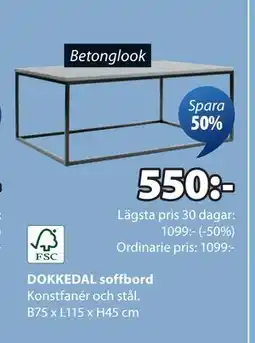 JYSK DOKKEDAL soffbord erbjuda
