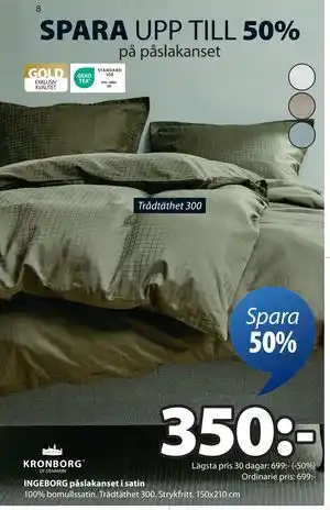 JYSK INGEBORG påslakanset i satin erbjuda