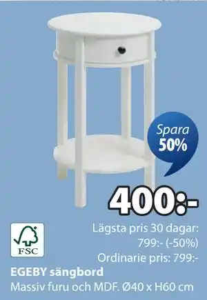 JYSK EGEBY sängbord erbjuda