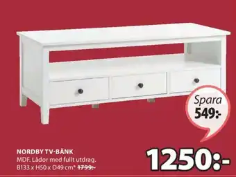 JYSK Nordby Tv-Bänk B133xH50xD49 cm erbjuda