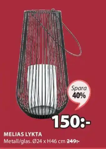 JYSK Melias Lykta Ø24 x H46 cm erbjuda