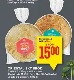 Willys ORIENTALISKT BRÖD erbjuda