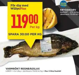 Willys Varmrökt Regnbågslax erbjuda