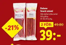 Lidl Dulano Snack salami erbjuda