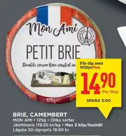 Willys BRIE, CAMEMBERT erbjuda