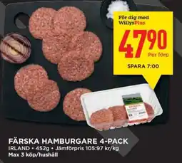 Willys Färska Hamburgare 4-pack erbjuda