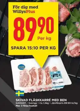 Willys Skivad Fläskkarré med ben erbjuda