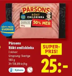 Lidl Pärsons rökt Emilskinka erbjuda