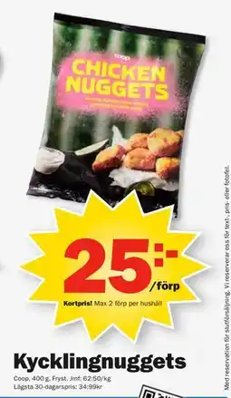 Pekås Kycklingnuggets erbjuda