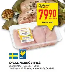 Willys Hemma KYCKLINGBRÖSTFILÉ erbjuda