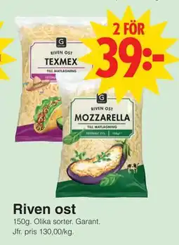 Matöppet Riven ost erbjuda