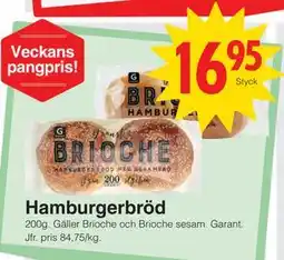 Matöppet Hamburgerbröd erbjuda