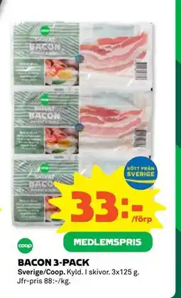 Coop Daglivs BACON 3-PACK erbjuda