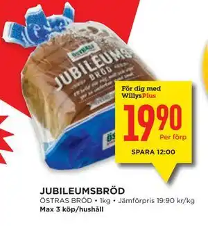 Willys JUBILEUMSBRÖD, Medlemspris erbjuda