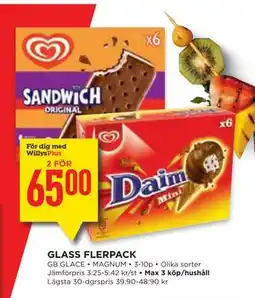 Willys GLASS FLERPACK, Medlemspris erbjuda