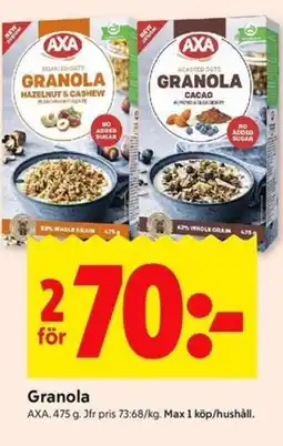 ICA Kvantum AXA Granola erbjuda