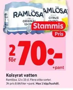 ICA Kvantum RAMLÖSA Kolsyrat vatten erbjuda