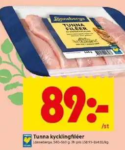 ICA Kvantum LÖNNEBERGA Tunna kycklingfiléer erbjuda