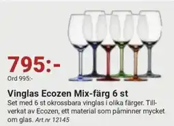 Erlandsons Brygga Vinglas Ecozen Mix-färg 6 st erbjuda