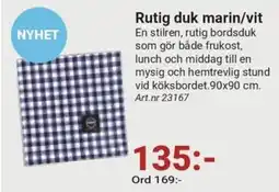 Erlandsons Brygga Rutig duk marin/vit erbjuda