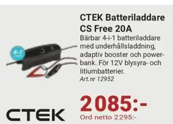 Erlandsons Brygga CTEK Batteriladdare CS Free 20A erbjuda