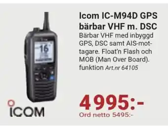 Erlandsons Brygga Icom IC-M94D GPS bärbar VHF m. DSC erbjuda