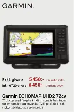 Erlandsons Brygga GARMIN. Garmin ECHOMAP UHD2 72cv erbjuda