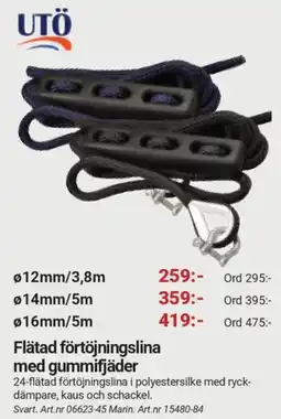 Erlandsons Brygga Flätad förtöjningslina med gummifjäder erbjuda