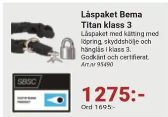 Erlandsons Brygga Låspaket Bema Titan klass 3 erbjuda