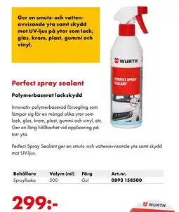 Würth Perfect spray sealant Polymerbaserat lackskydd erbjuda