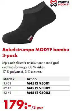 Würth Ankelstrumpa MODYF bambu 3-pack erbjuda