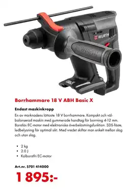 Würth Borrhammare 18 V ABH Basic X erbjuda