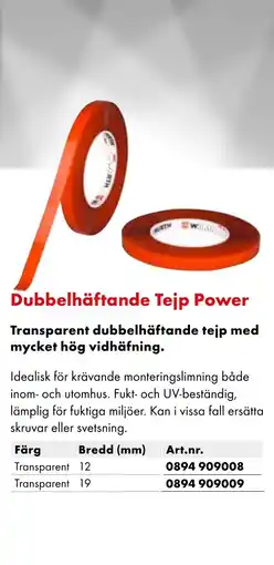Würth Dubbelhäftande Tejp Power erbjuda