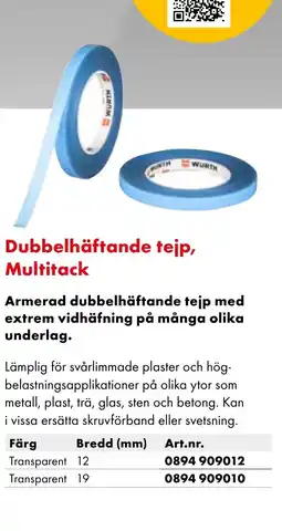 Würth Dubbelhäftande tejp, Multitack erbjuda