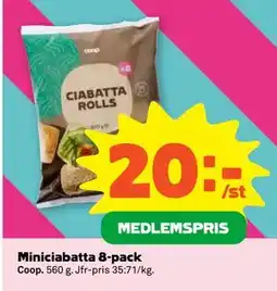 Stora Coop Miniciabatta 8-pack, Medlemspris erbjuda