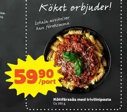 Stora Coop Köttfärssås med trivilinipasta, SEK 59.9 erbjuda