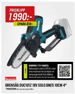 Swedol GRENSÅG DUC101Z 18V SOLO 8M/S 10CM 4" erbjuda