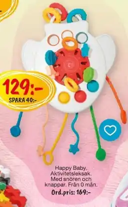 Leklust Happy Baby. Aktivitetsleksak. Med snören och erbjuda
